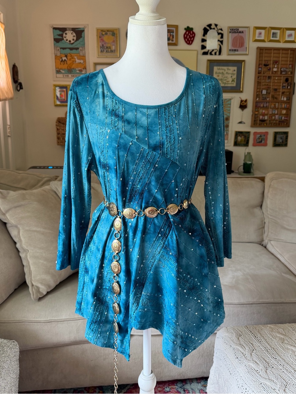 Y2k 2000s Style Sami & Jo Aqua Blue /Turquoise Top Size Medium